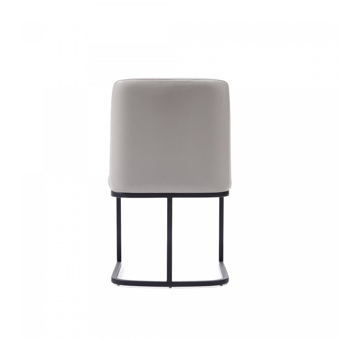 Serena Modern Metal Vegan Leather Dining Chair in Light Gray - Set of 2 