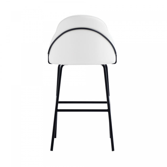 Gracie Modern Metal Upholstered Barstool in White and Black Bar Stool 