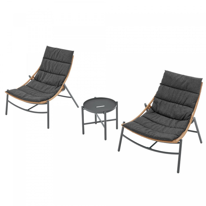 Sunset Modern 3-Piece Conversation Set in Gray 