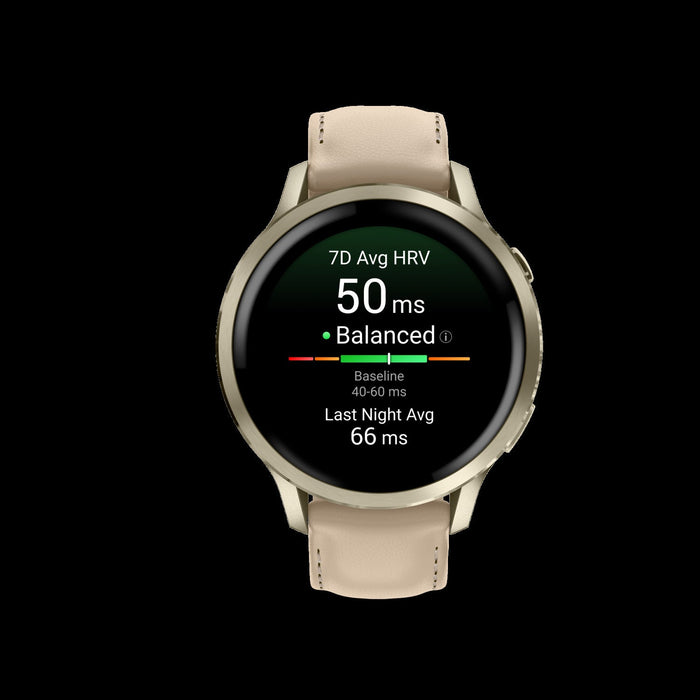 Garmin Venu 4 41mm Gold Leather Premium Smartwatch - Lifestyle Tracker, ECG App, Smart Wake Alarm, Evening Report, Triathlon Profiles, Wheelchair Mode