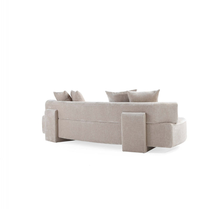 Verandah Mid-Century Modern 112\" Chenille Sofa in Beige 