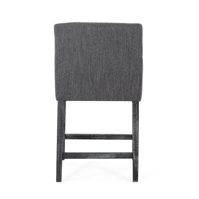 Lewis 26\" Seat Height Counter Stools Set Of 2 With Upholstered Fabric And Solid Wood Legs - Charcoal 