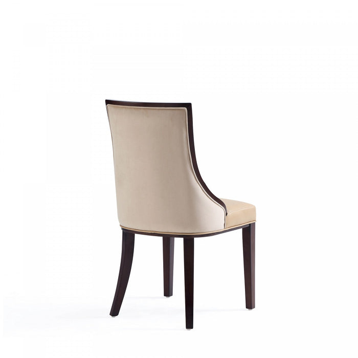 Grand Traditional Wood Upholstered Dining Chair in Tan - Set of 4 