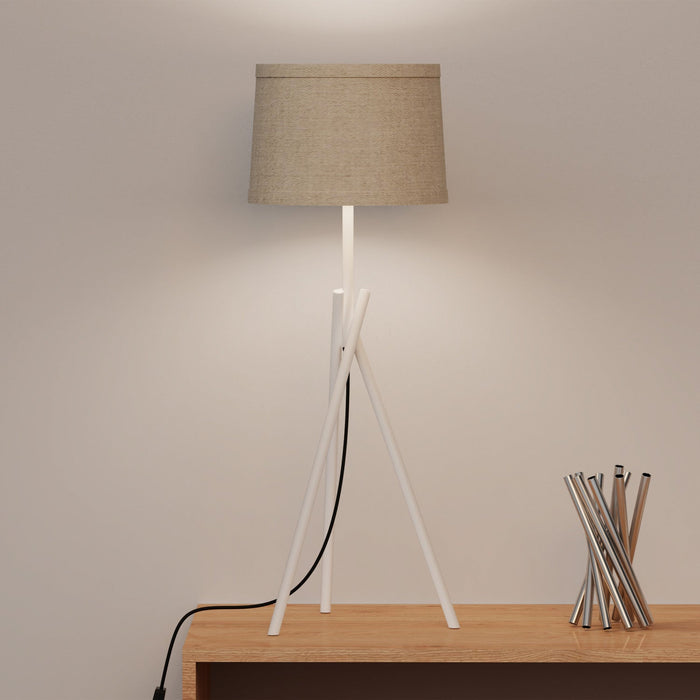 26\" White Sleek Crossed Legs Table Lamp with Fabric Shade 