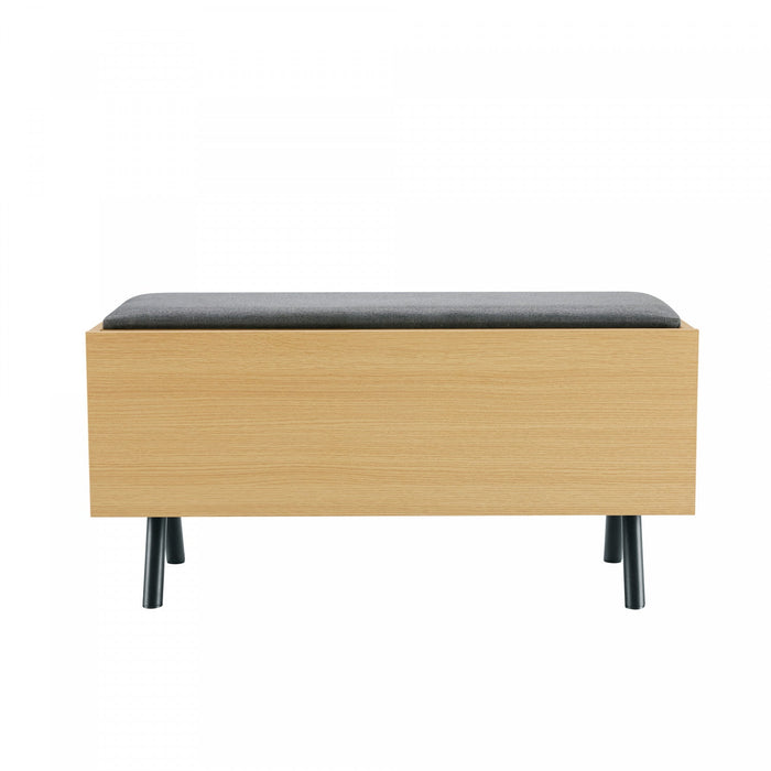 Paloma Modern Accent Storage Bench in Light Oak Armoire 