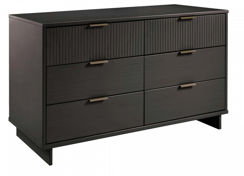 Granville Modern 55\" Dresser in Charcoal Gray (6-Drawer) 