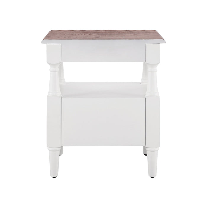 Emma 2-Drawer Wooden Bedroom Nightstand with Non-Slip Feet, Milk White  