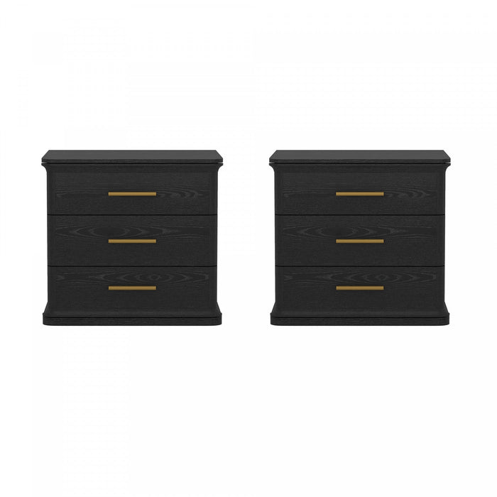 Clifford Traditional Nightstand in Black (3-Drawer) 