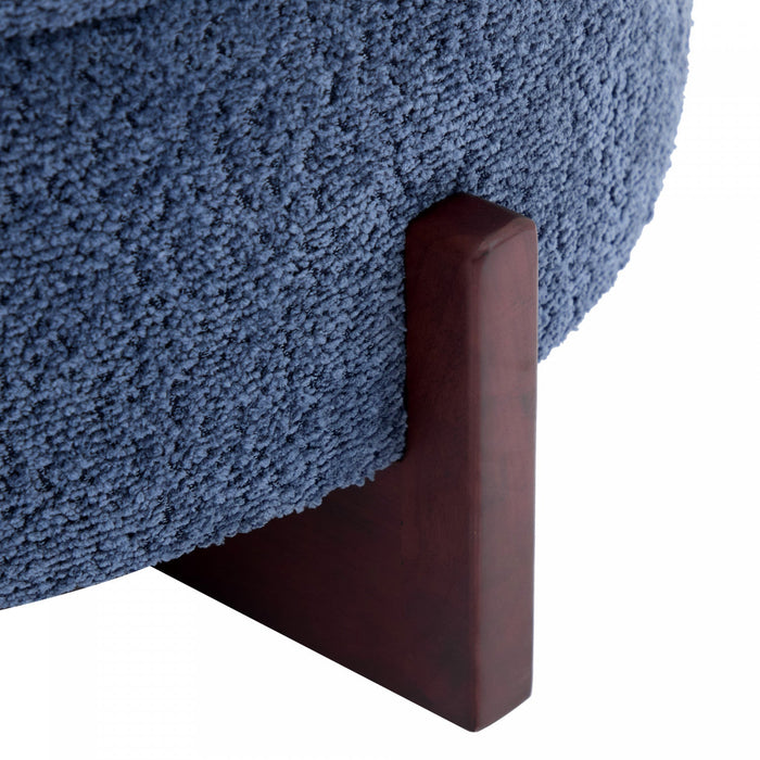 Sophia Round Storage Ottoman Coffee Table with Tufted Upholstery - Blue 