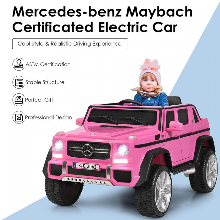 12v Licensed Mercedes-benz Kids Ride On Car Rc Motorized Vehicles W/ Trunk Pink
