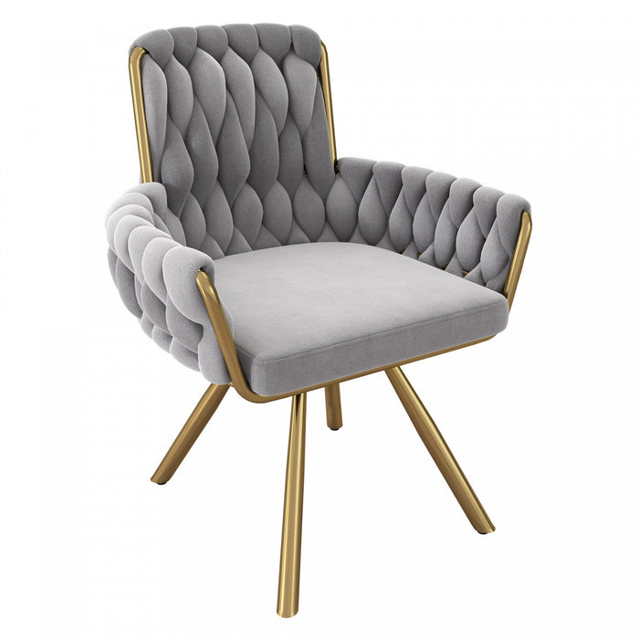 Timothy Velvet Swivel Dining Chairs with Tufted Upholstered and Metal Legs Set of 2, Grey  