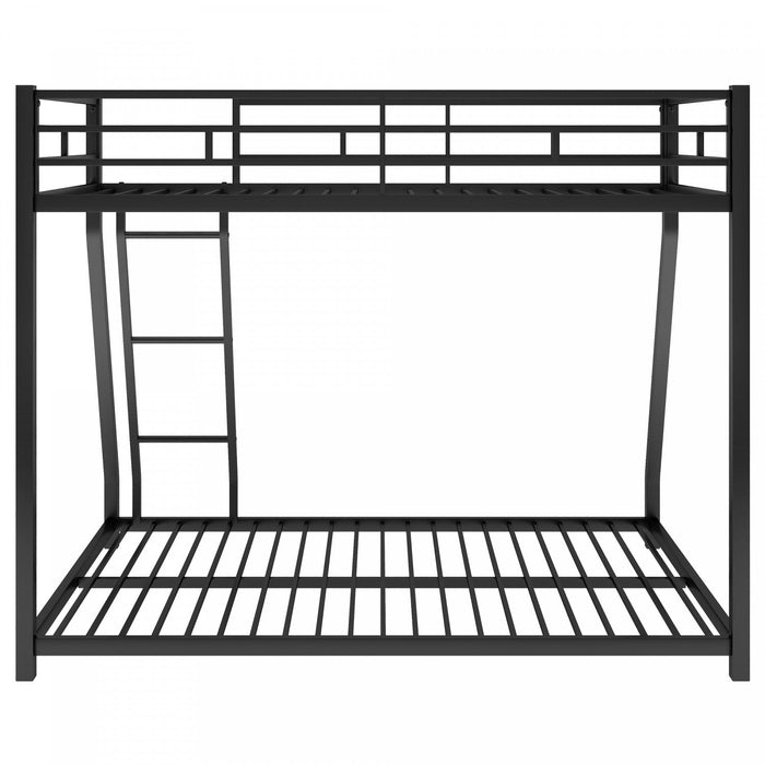 John Space-Saving Metal Floor Bunk Bed,Twin over Full,Black  
