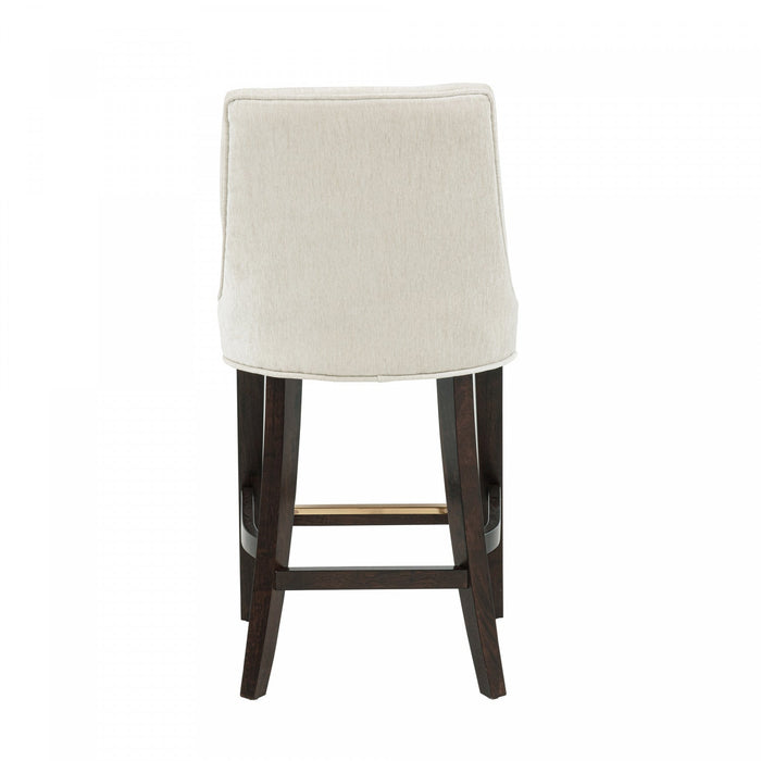 Beever Modern Wood Chenille Counter Stool in Cream 