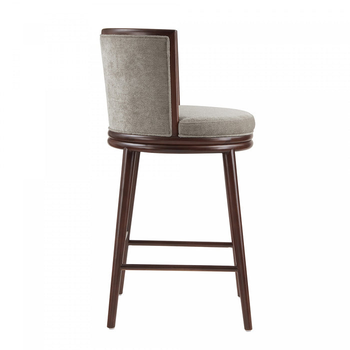 Evalyn Modern Wood Upholstered Barstool in Dove 