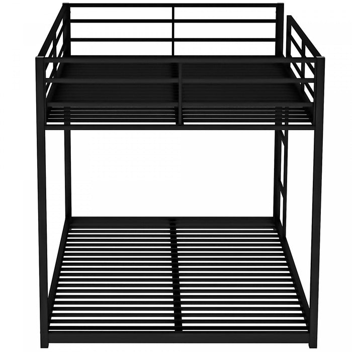 John Metal Low Bunk Bed with Ladder,Full over Full Size,Black  