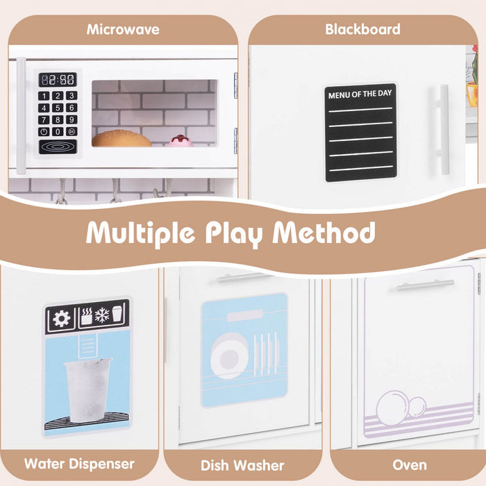 Costway Kids Kitchen Play Set With Stove Removable Sink Oven Microwave Dish Washer