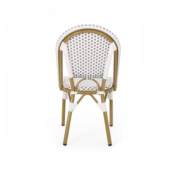 Julien Faux Ratten and Aluminum French Bistro Chairs, Set of 2 - Grey and White 