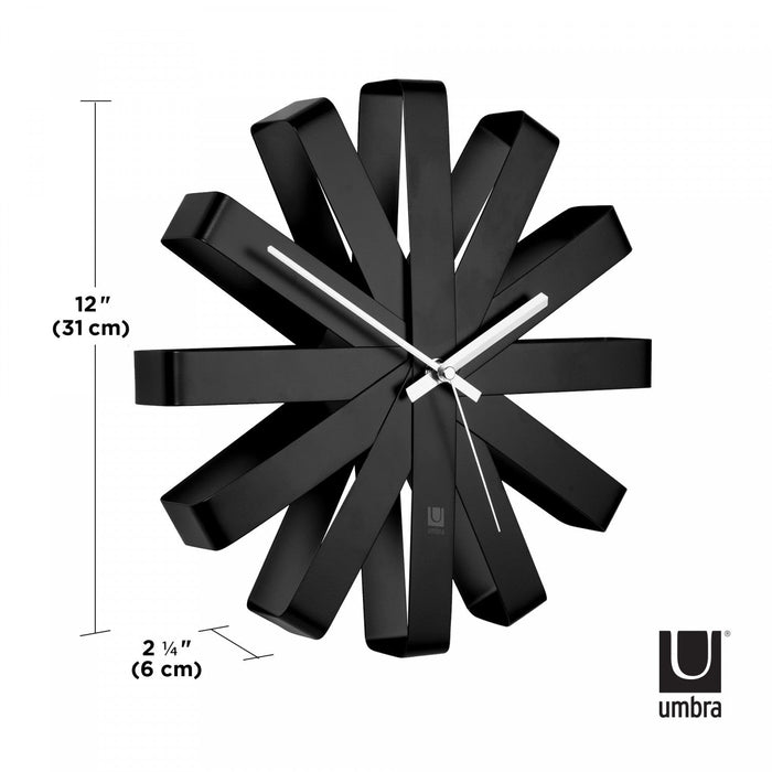 Umbra Modern Steel Ribbon Wall Clock - Black