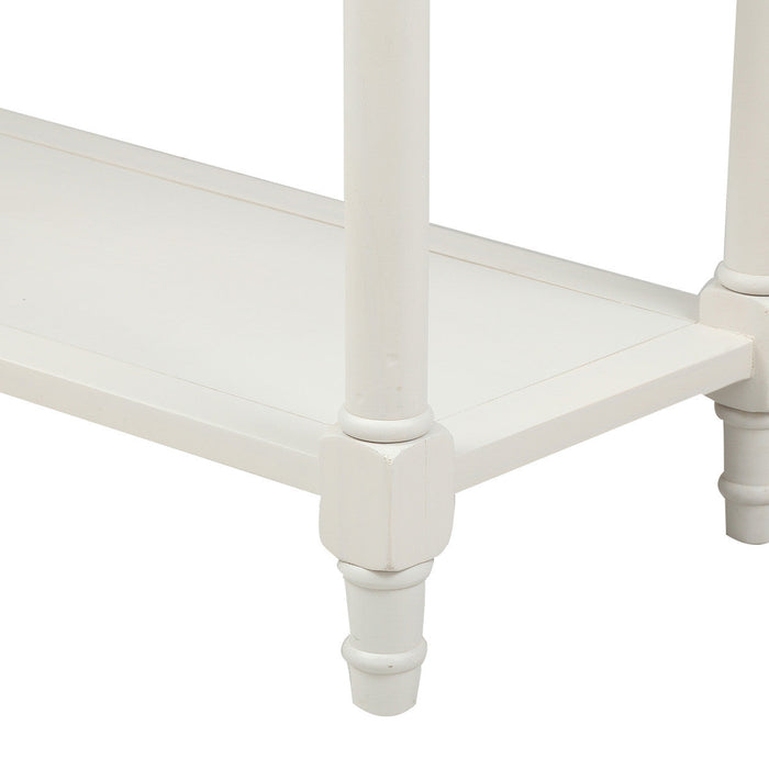 Jeremy Solid Wood Traditional Console Table With Drawers And Shelf - Ivory White 