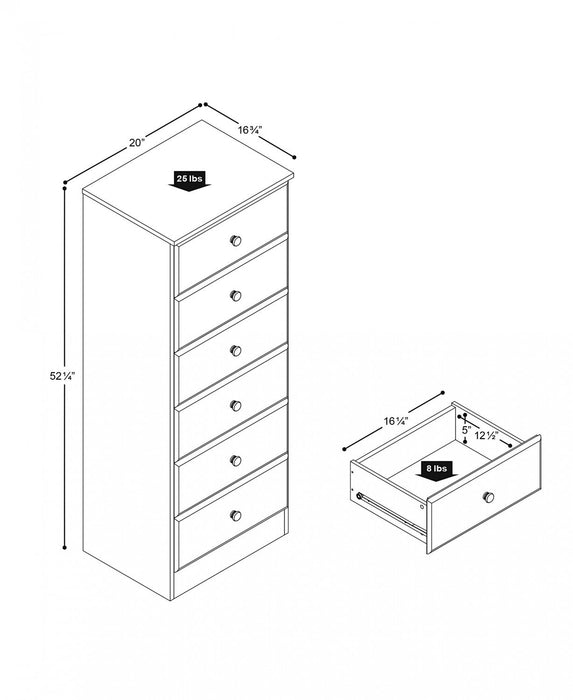 Astrid 6-Drawer Tall Chest - White