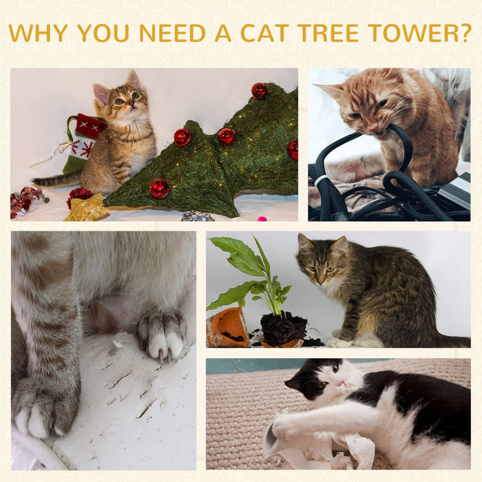 Pawhut Cat Condo 3 Story Three Holes With Sisal Seaweed Scratching Cover Surface, Cat Tower For Indo