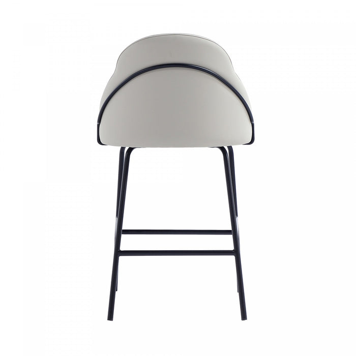 Gracie Modern Metal Upholstered Counter Stool in Stone Gray and Black Armoire 