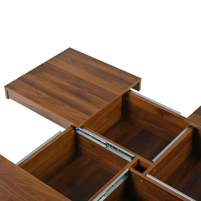 Jack 39.4\" Square Engineered Wood Coffee Table With Sliding Top Storage - Walnut 