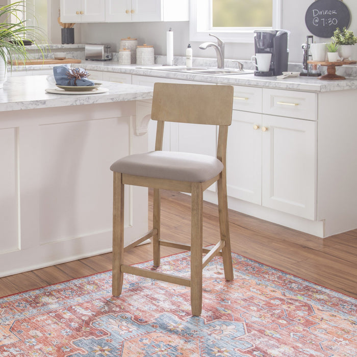 Jorissen Linen-Look Fabric Counter-Height Stool - Grey