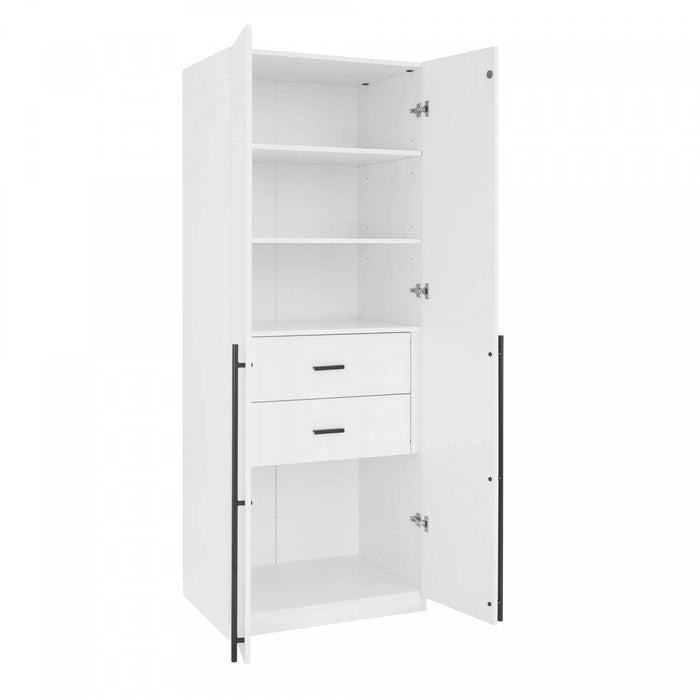 Lee Modern 2-Piece Wardrobe Closet in White Armoire 