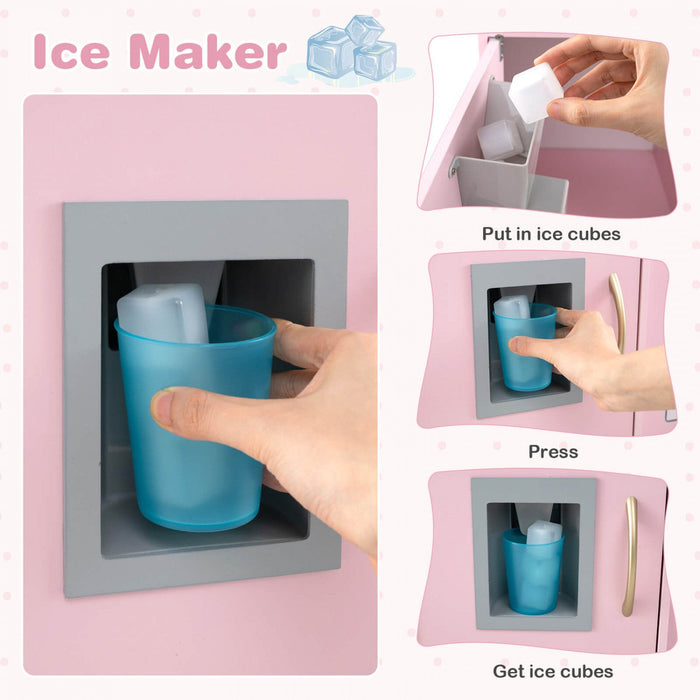 Costway Kid's Pretend Play Kitchen Toddler Kitchen Playset With Blackboard Light Pink