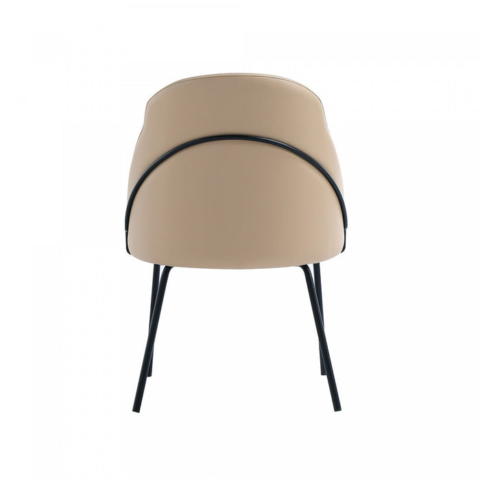 Gracie Modern Metal Vegan Leather Dining Chair in Tan and Black Armoire 