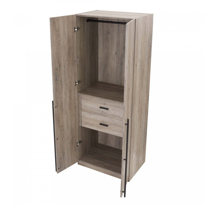 Lee Modern 32\" Wardrobe Closet in Rustic Gray Armoire 