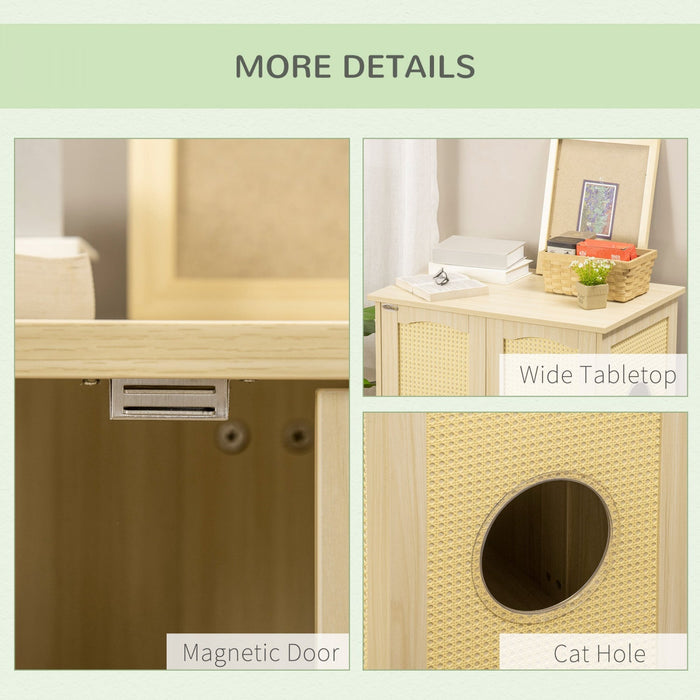 Pawhut Cat Litter Box Enclosure With Soft Cushion, Indoor Cat Washroom Storage Bench End Table With 