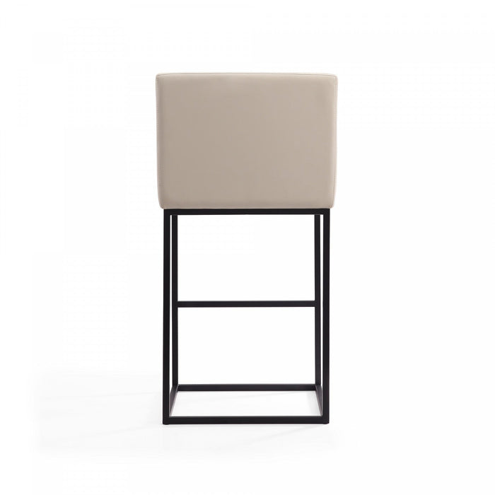 Ambassador Mid-Century Modern Metal Upholstered Barstool in Cream - Set of 2 Bar Stool 