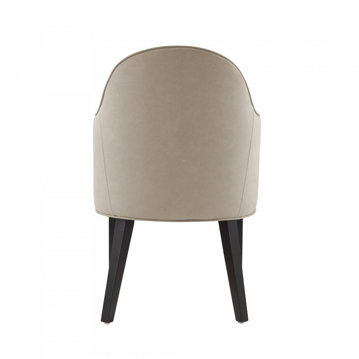 Hillman Modern Wood Vegan Leather and Velvet Armchair in Sand Dining Chair 