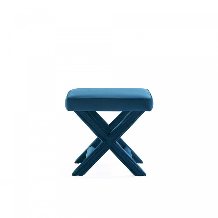 Abigail Mid-Century Modern Upholstered Velvet Accent Bench in Blue 