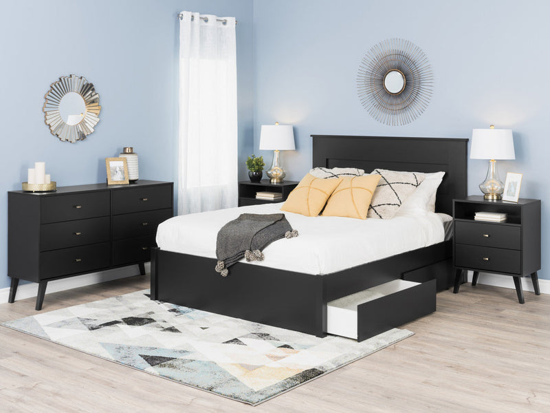 Milo 2-Drawer Tall Nightstand - Black