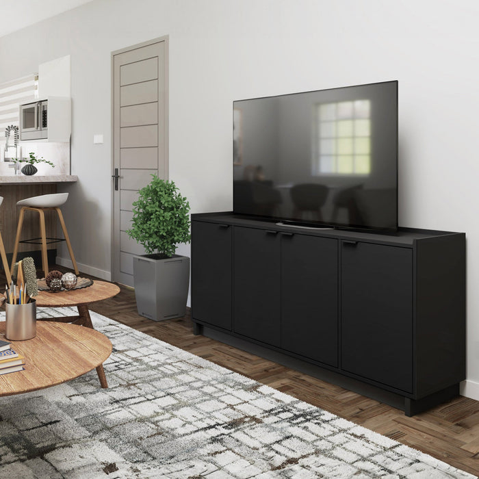 Prepac Simply Modern 4-Door Console Buffet - Black