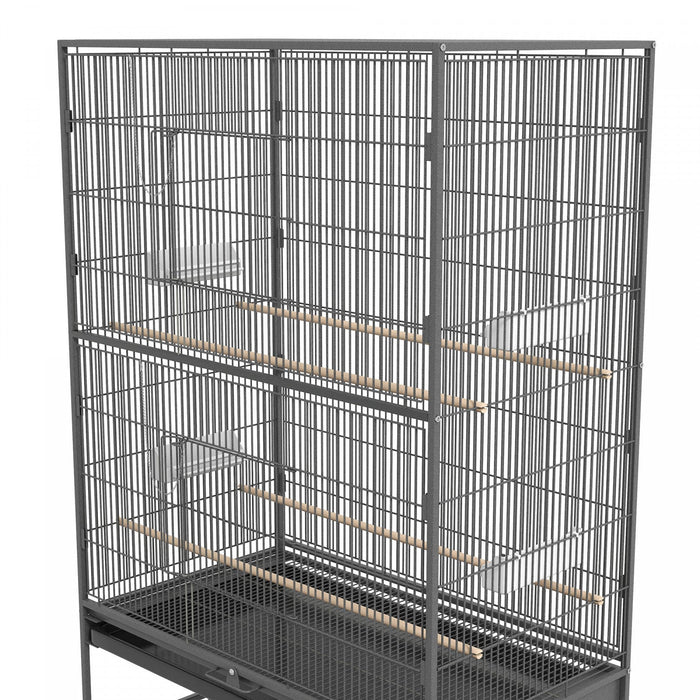 Pawhut 60\" Bird Cage With Stand For Cockatiels Canaries Lovebirds Finches, Budgie Cage With Wheels, 