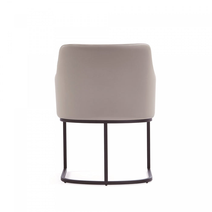 Serena Modern Metal Vegan Leather Armchair in Light Gray - Set of 2 Dining Chair 