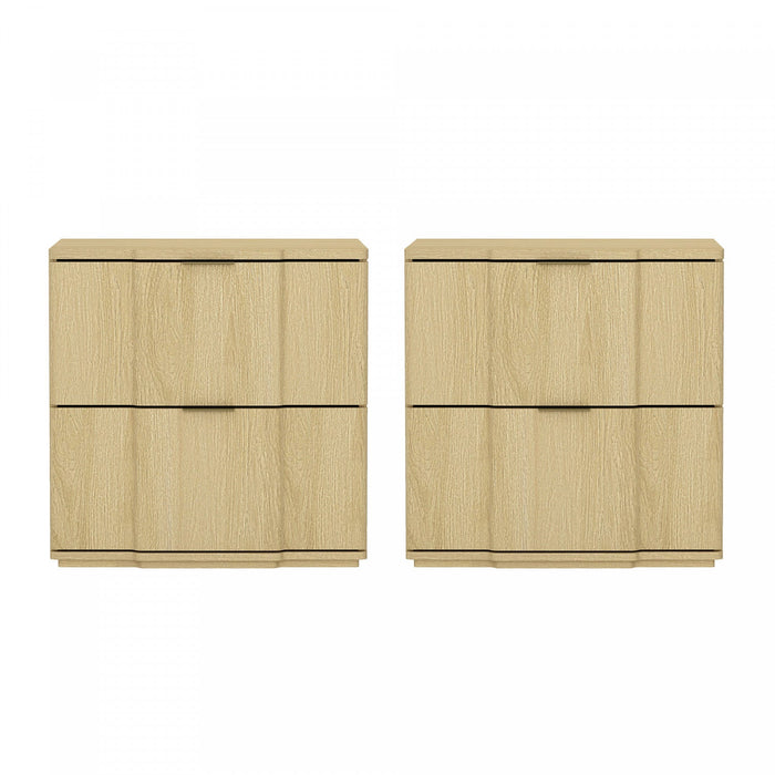 Clive Mid-Century Modern 22\" Nightstand in Natural and Gold (2-Drawer) 