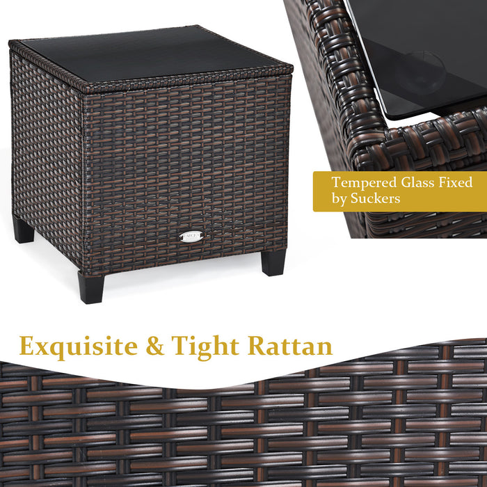 Costway 3pcs Patio Rattan Furniture Set Cushioned Conversation Set Sofa Coffee Table
