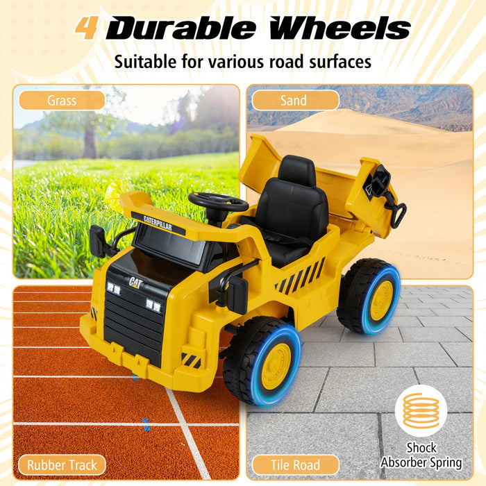 Costway Kids Ride On Dump Truck With 2.4g Remote Control Working Megaphone Sand Shovel