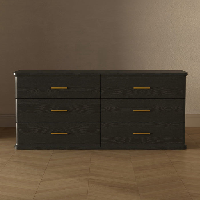 Clifford Traditional Dresser in Black (6-Drawer) 