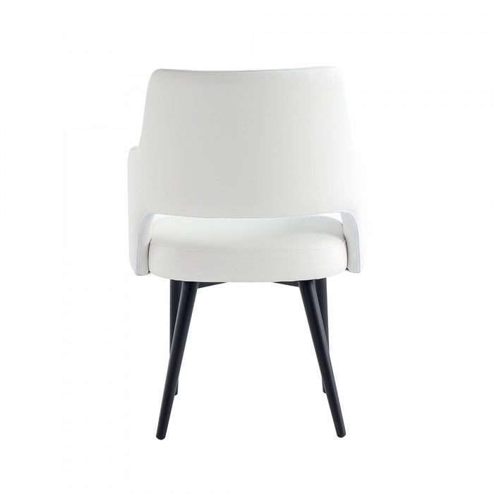 Tremont Modern Metal Vegan Leather Armchair in White 