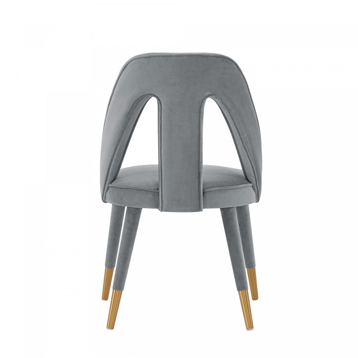 Neda Modern Upholstered Velvet Dining Chair in Gray - Set of 2 