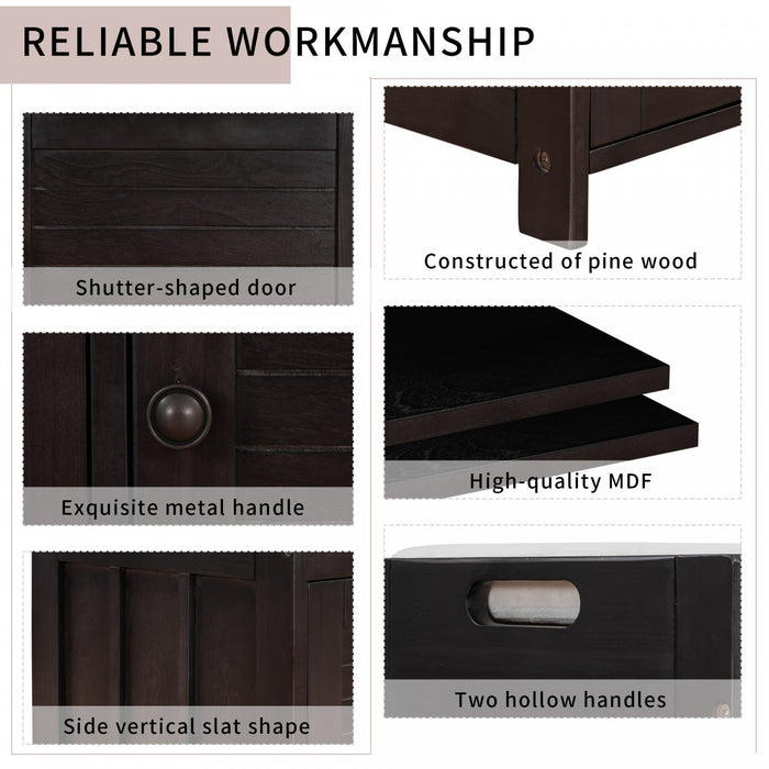 Olivia Pine Wood Storage Bench With 3-door Shoe Cabinet With Hidden Compartment - Espresso 