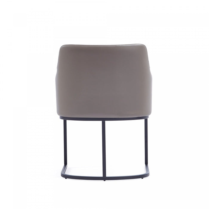 Serena Modern Metal Vegan Leather Armchair in Taupe - Set of 2 Dining Chair 