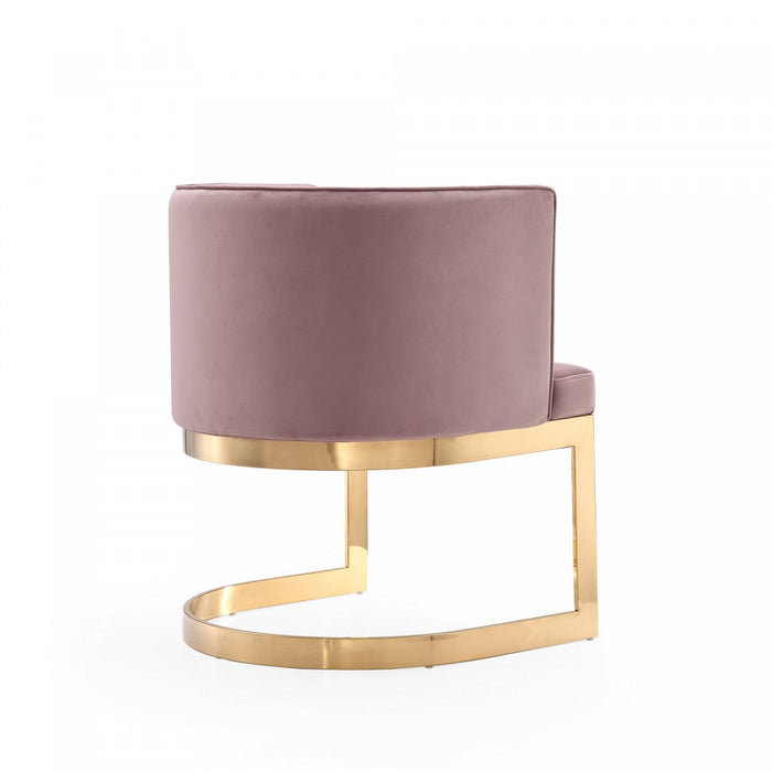 Aura Modern Velvet Metal Dining Chair in Blush - Set of 2 