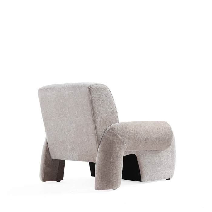 Verandah Mid-Century Modern Chenille Lounge Chair in Beige 